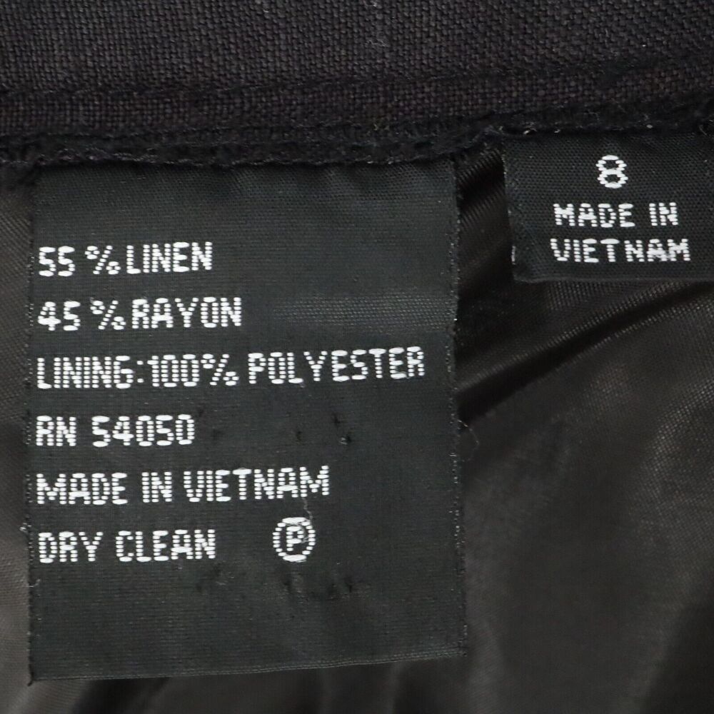 Kasper Dress Pants Womens 8 Black Linen Blend Wide Leg Lined Side Zipper Career - Picture 5 of 12